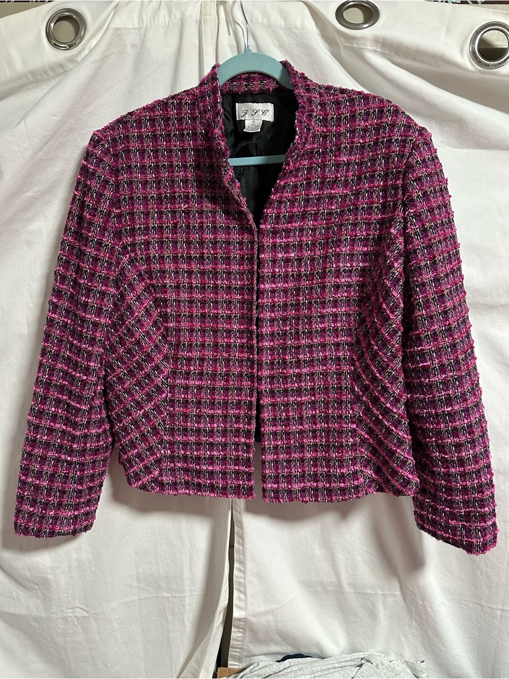 J. Peterman Pink Tweed Cropped Blazer